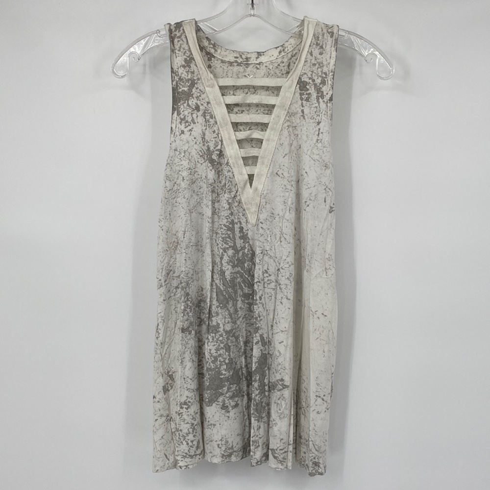 American Eagle Outfitters White and Grey Sleeveless Top
